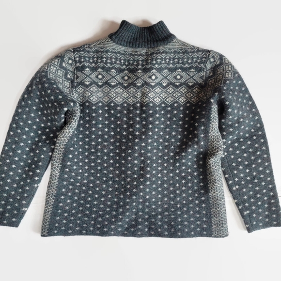 Vintage Land End Wool Fair Isle Full Zip Cardigan Sweater - Picture 16 of 16